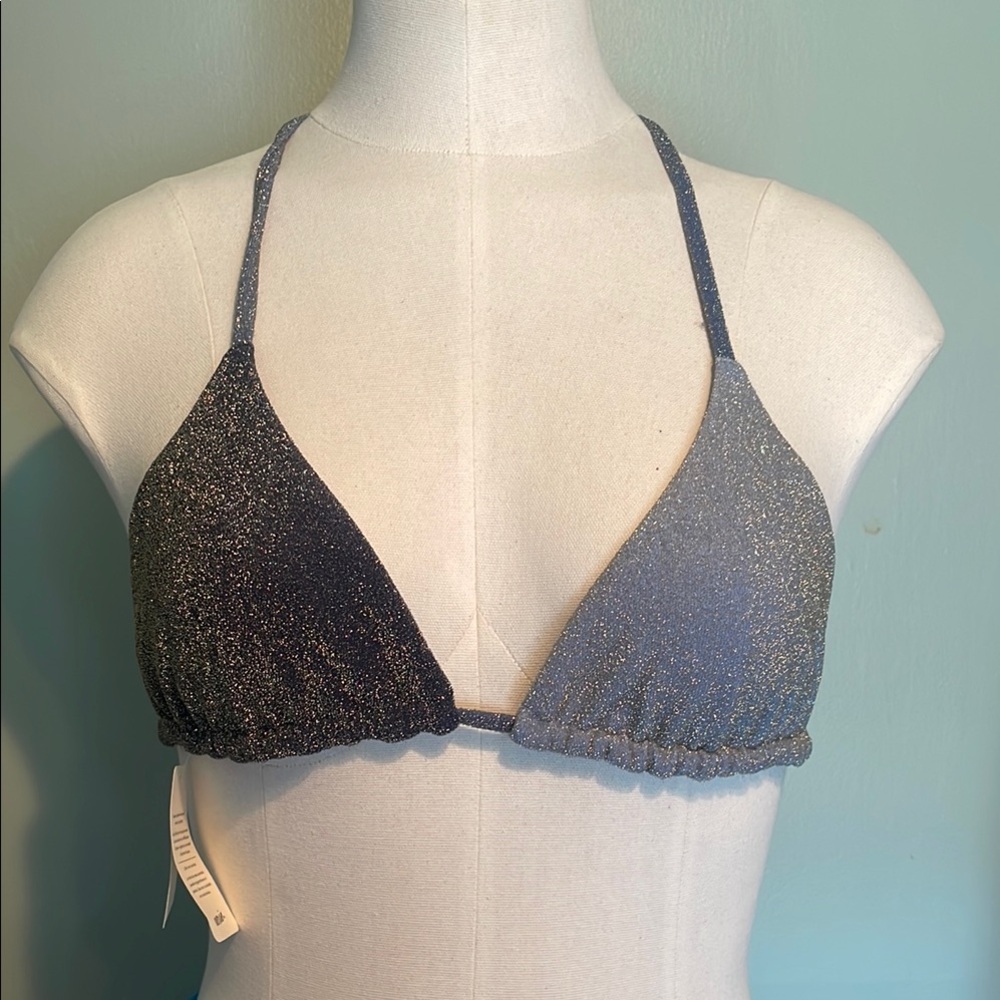 Sparkling Blue and Silver Bikini Top